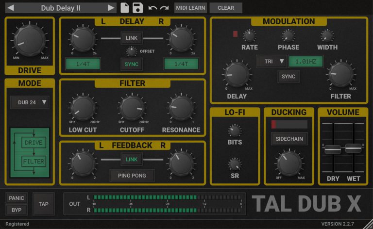Togu Audio Line – TAL-Dub-X v2.2.8 CLAP, VST, VST3, AAX x64